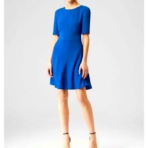Reiss Blue Hedy Nipped Waist Dress, Size 2